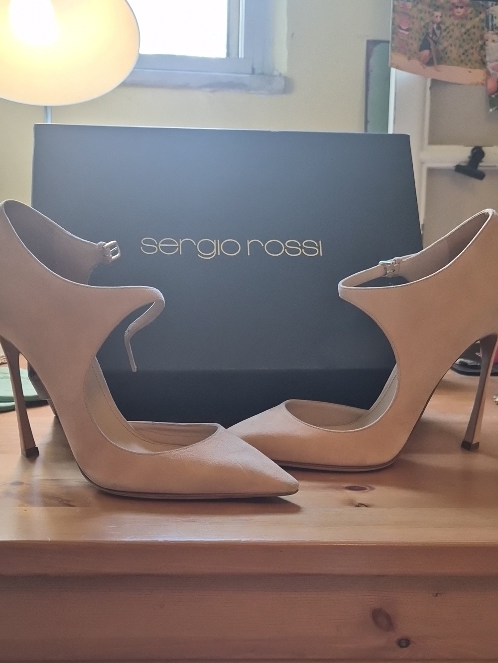 Sergio Rossi Beige Cutout Pointed-Toe Stiletto Pumps